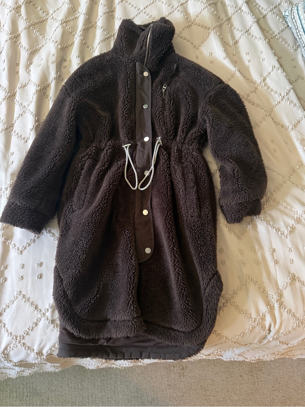 Varley Dark Brown Teddy Fleece Coat
